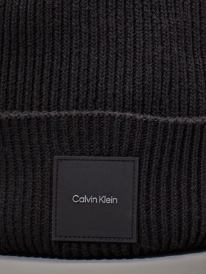 ck black knit beanie for men calvin klein