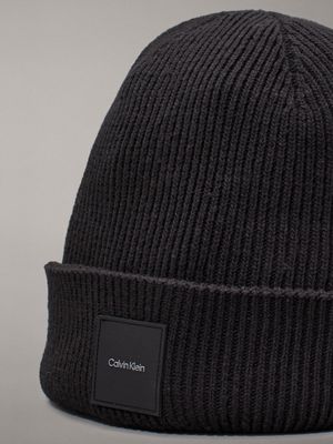 ck black knit beanie for men calvin klein