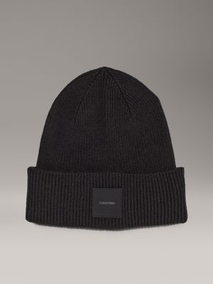 black knit beanie for men calvin klein