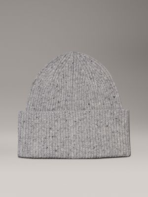 mid gray warm wool blend beanie for men calvin klein