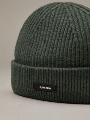 midnight forest warm wool blend beanie for men calvin klein