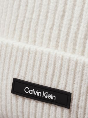 egret warm wool blend beanie for men calvin klein