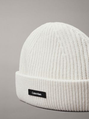 egret warm wool blend beanie for men calvin klein