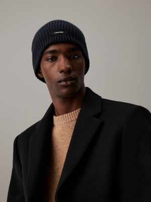 ck navy knit beanie for men calvin klein