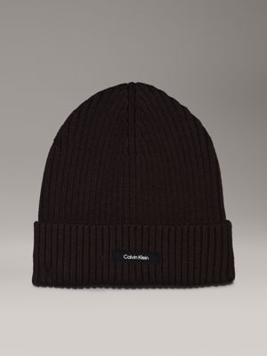 black knit beanie for men calvin klein