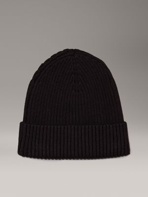 ck black knit beanie for men calvin klein