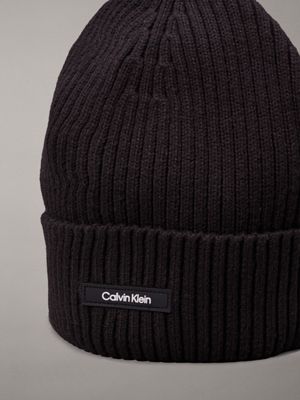 ck black knit beanie for men calvin klein