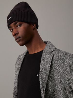 ck black knit beanie for men calvin klein