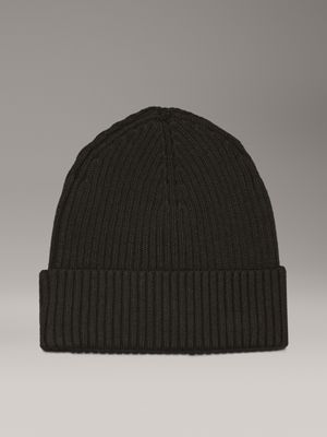 dark olive knit beanie for men calvin klein