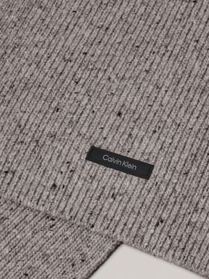grey warm wool blend scarf for men calvin klein