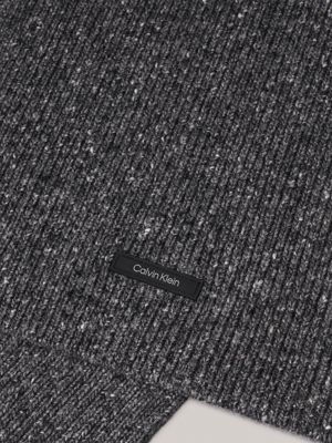 grey warm wool blend scarf for men calvin klein