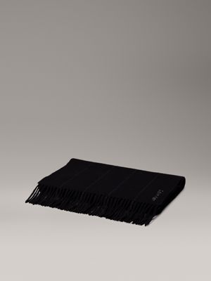 ck black wool pinstripe scarf for men calvin klein