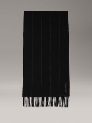 black wool pinstripe scarf for men calvin klein