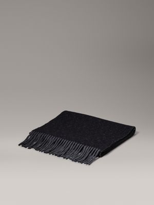 ck black/iron gate logo wool scarf for men calvin klein