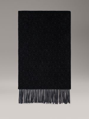 black logo wool scarf for men calvin klein