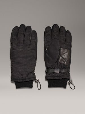 black warm technical gloves for men calvin klein