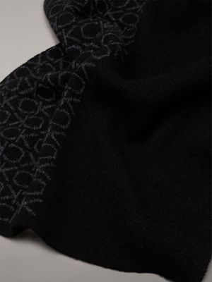 seasonal mono black logo scarf and beanie gift set for men calvin klein