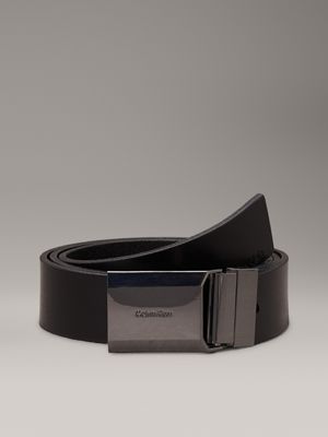 ck black smooth 2 buckle leather belt gift set for men calvin klein