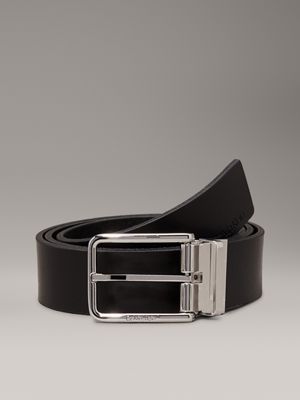 black 2 buckle leather belt gift set for men calvin klein