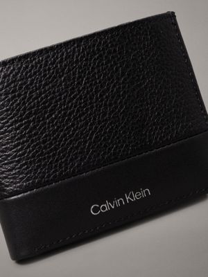 ck black pebble and smooth leather wallet and keyfob gift set for men calvin klein