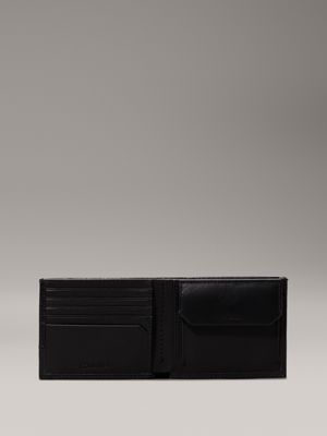 ck black pebble and smooth leather wallet and keyfob gift set for men calvin klein