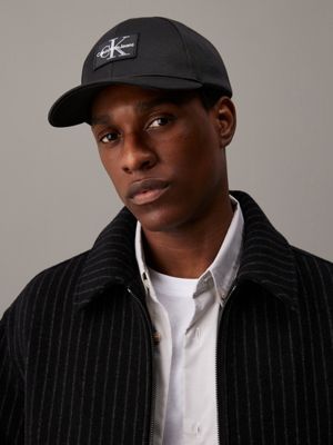 black twill cap with warm fleece for men calvin klein jeans