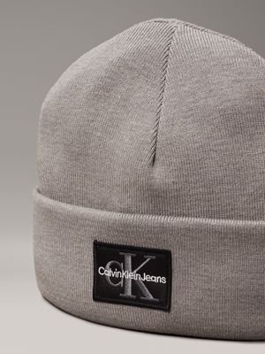 grey heather knit beanie for men calvin klein jeans