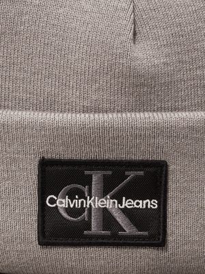 grey heather knit beanie for men calvin klein jeans