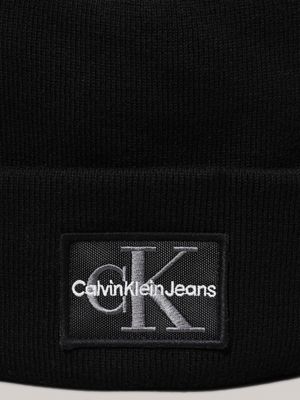 black knit beanie for men calvin klein jeans