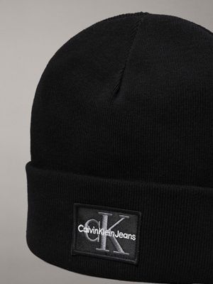 black knit beanie for men calvin klein jeans