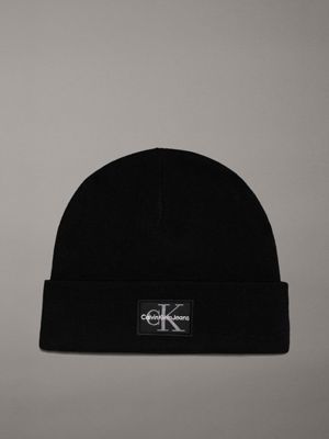 black knit beanie for men calvin klein jeans