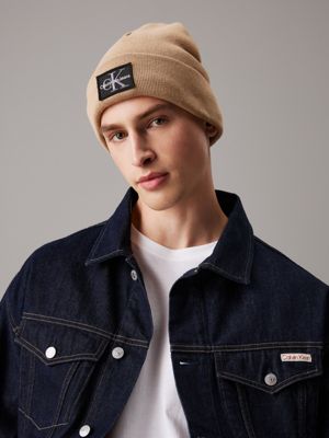 travertine knit beanie for men calvin klein jeans