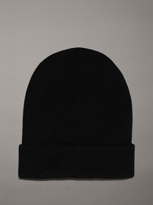 black wool blend beanie for men calvin klein jeans