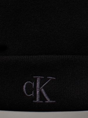 black wool blend beanie for men calvin klein jeans