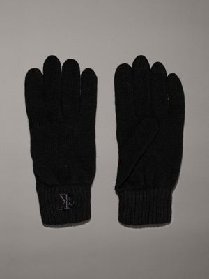 black wool blend gloves for men calvin klein jeans