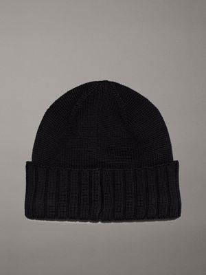 black knit beanie for men calvin klein jeans