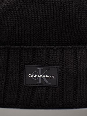 black knit beanie for men calvin klein jeans