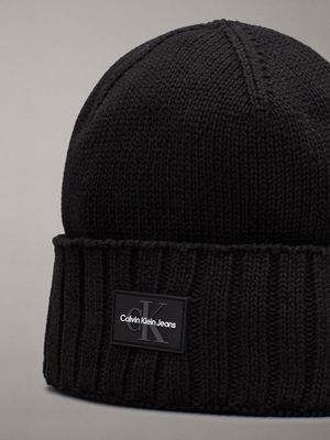 black knit beanie for men calvin klein jeans