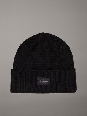 black knit beanie for men calvin klein jeans