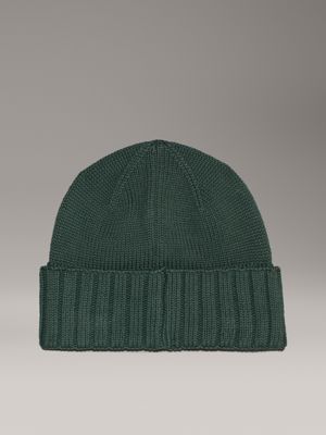 green palm knit beanie for men calvin klein jeans