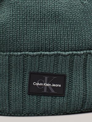 green palm knit beanie for men calvin klein jeans