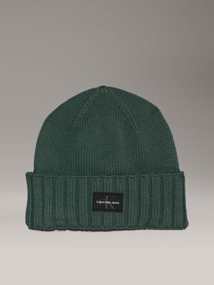 green knit beanie for men calvin klein jeans