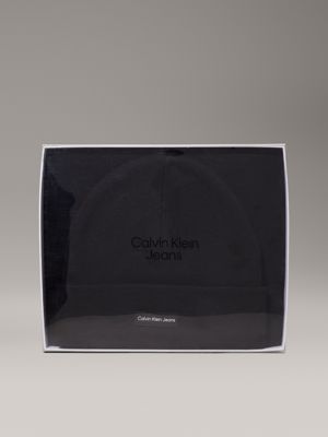 black scarf and beanie gift set for men calvin klein jeans