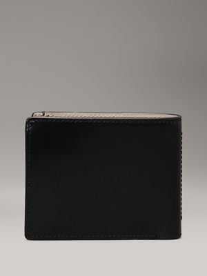 ck black leather leather rfid billfold wallet for men calvin klein