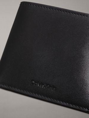 ck black leather leather rfid billfold wallet for men calvin klein