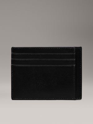 ck black palmellato leather cardholder for men calvin klein