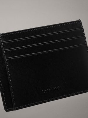 ck black palmellato leather cardholder for men calvin klein