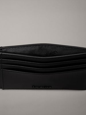 ck black palmellato leather cardholder for men calvin klein