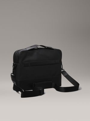 ck black texured laptop bag for men calvin klein