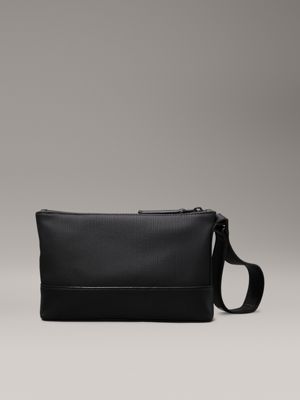 ck black texured compact pouch for men calvin klein